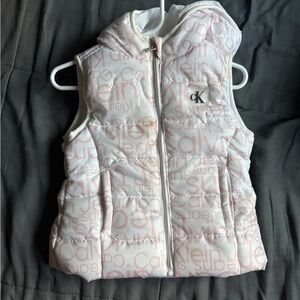 Calvin Klein White Vest with Pink Logo Pattern